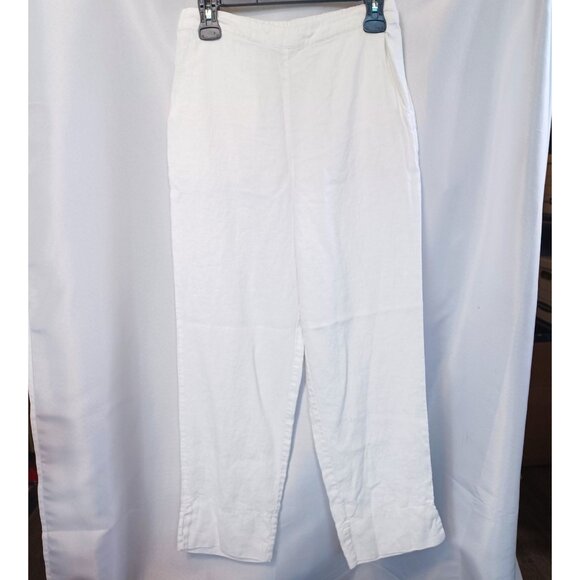 Peck & Peck Womens 100% Linen White Elastic Waist Pants S - Picture 1 of 3